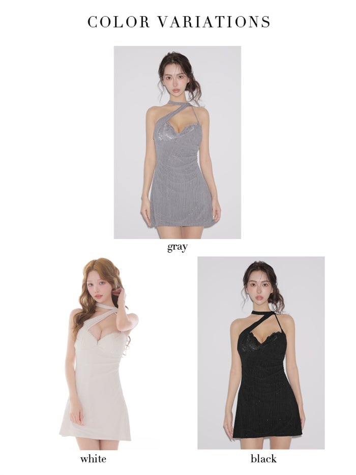 Glossy ローブドフルールグロッシー 【XSサイズあり】 ラメニットレースホルターミニキャバドレス gl4186-c