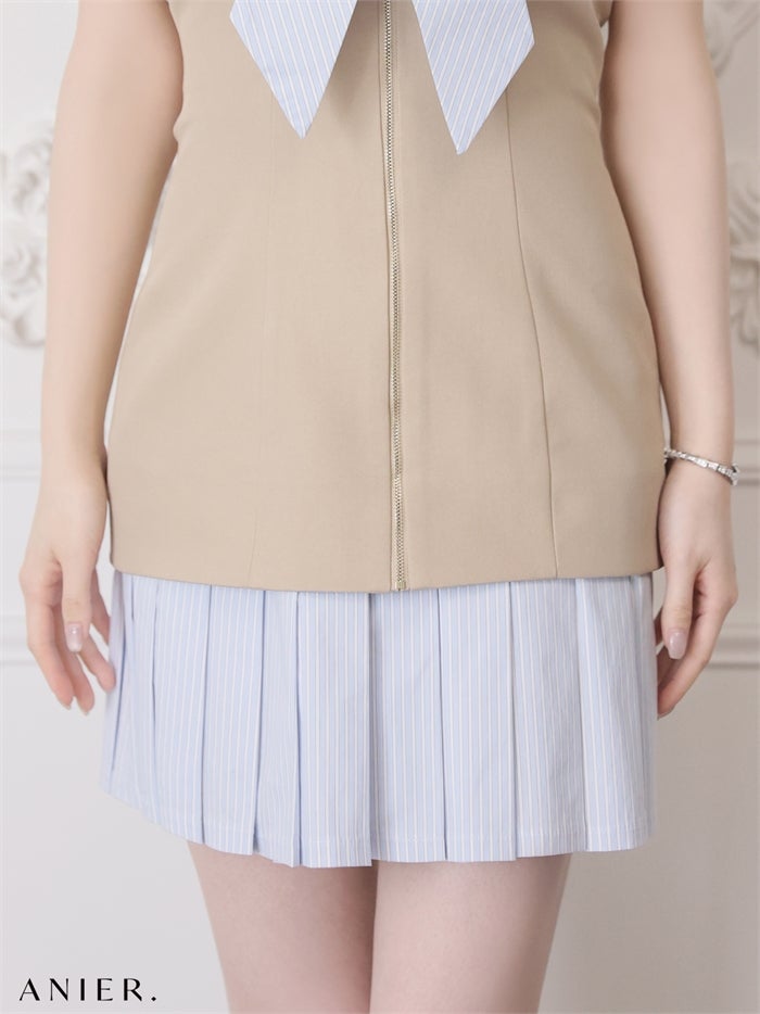 ROBE de FLEURS anier.ROBE ローブドフルール アニエルローブ 【XSサイズあり】springstripe ribbon bare mini dress