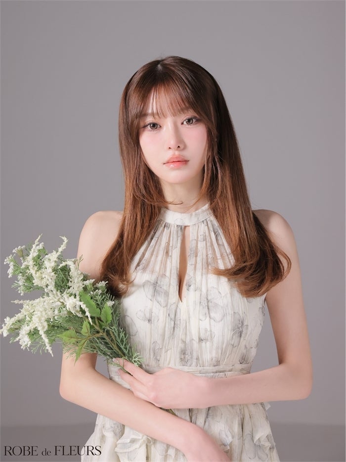 ROBE de FLEURS ローブドフルール 【XSサイズあり】フラワーシフォンホルターミニキャバドレス