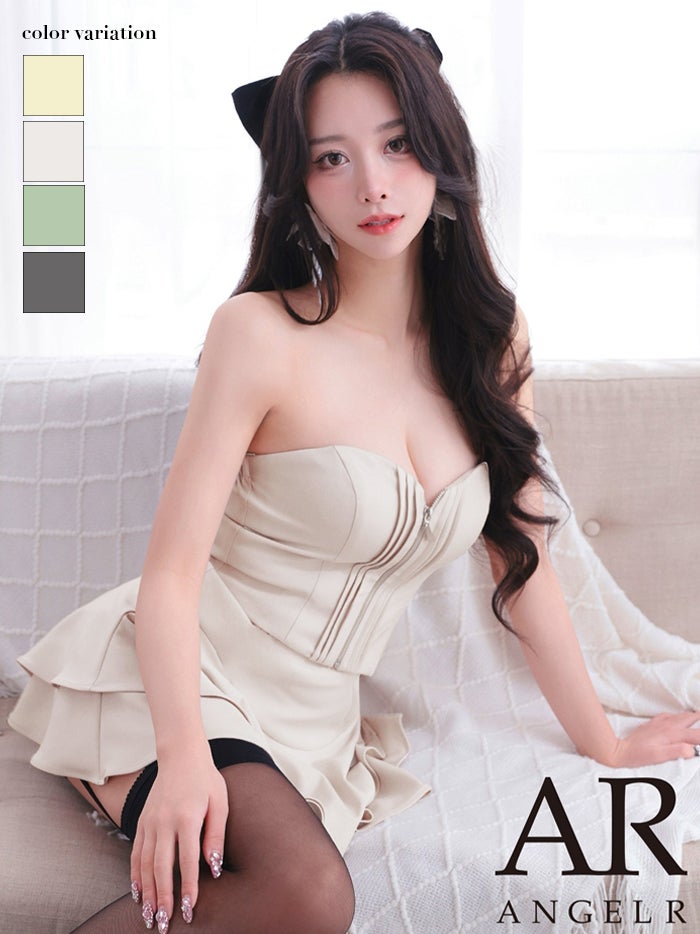 AngelR エンジェルアール ベアトップ/バストハートカット/フロントファスナー/フリル/2way/セパレート/フレア/マイクロミニドレス ar26816