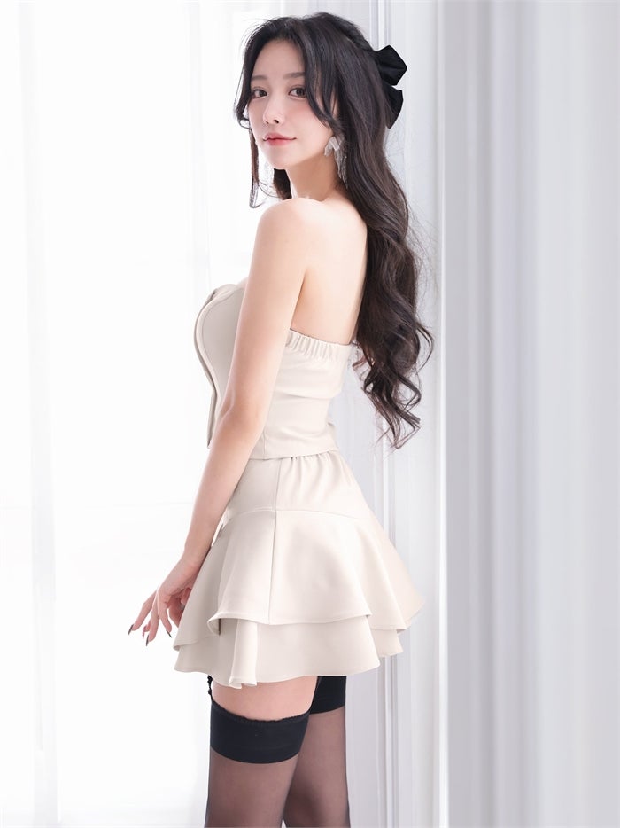 AngelR エンジェルアール ベアトップ/バストハートカット/フロントファスナー/フリル/2way/セパレート/フレア/マイクロミニドレス ar26816