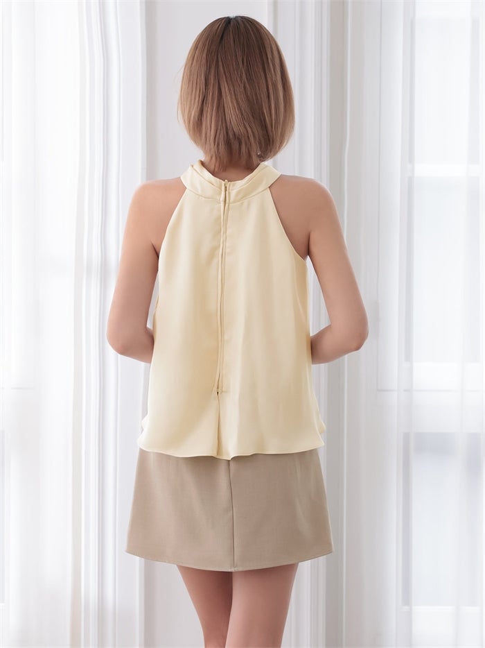 AngelR エンジェルアール クロスネック/フロントフリル/フラワー/バイカラー/セパレート/シフォン/フレア/マイクロミニドレス ar26817