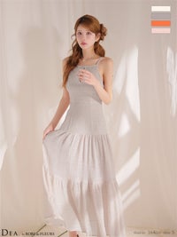 DEA. ディア バイ ローブドフルール 【XS～Lサイズあり】ストレッチギャザーシフォンロングキャバドレス de4655-c