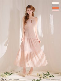 DEA. ディア バイ ローブドフルール 【XS～Lサイズあり】ストレッチギャザーシフォンロングキャバドレス de4655-c