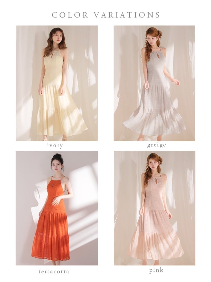 DEA. ディア バイ ローブドフルール 【XS～Lサイズあり】ストレッチギャザーシフォンロングキャバドレス de4655-c