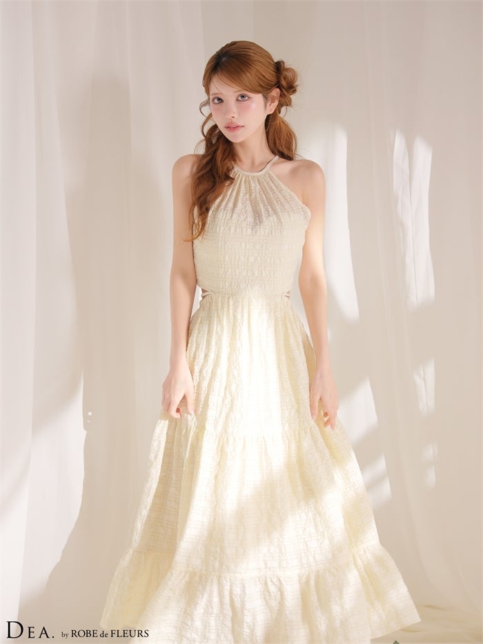 DEA. ディア バイ ローブドフルール 【XS～Lサイズあり】ホルターチェックバックカットロングキャバドレス de4357-c