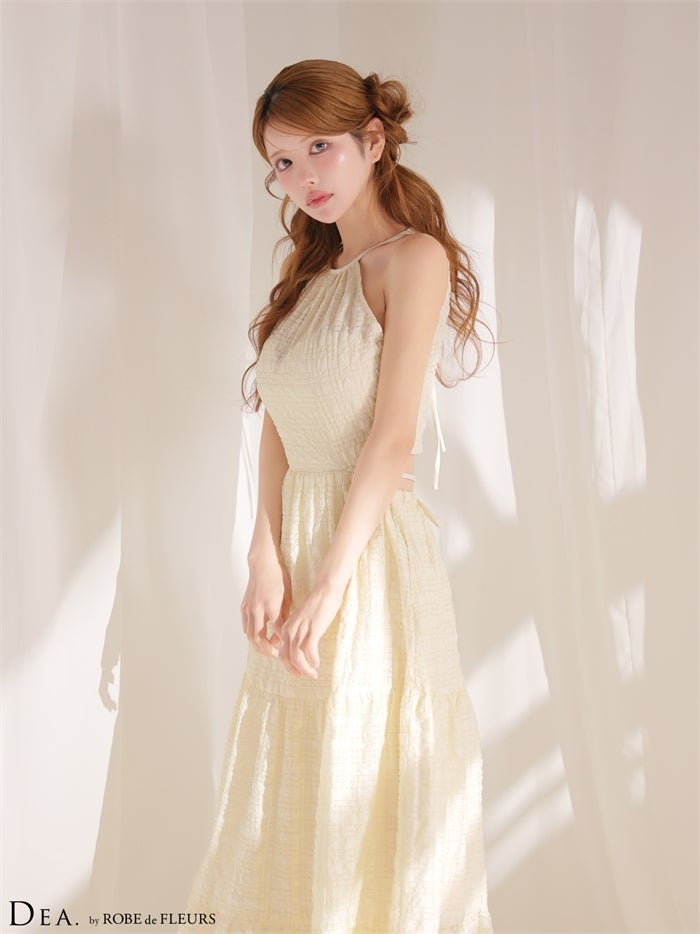 DEA. ディア バイ ローブドフルール 【XS～Lサイズあり】ホルターチェックバックカットロングキャバドレス de4357-c