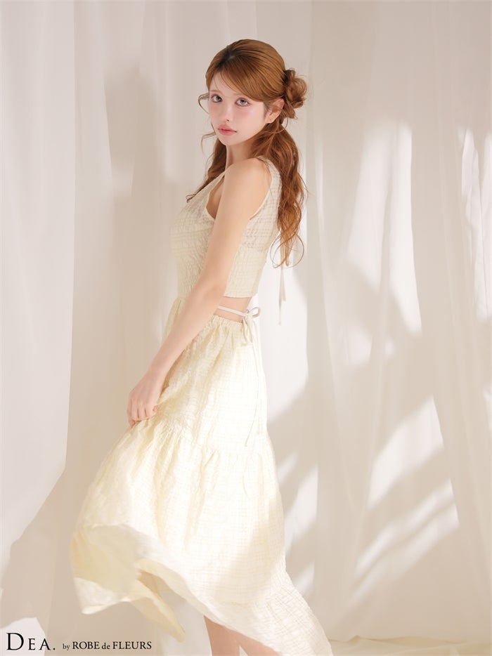 DEA. ディア バイ ローブドフルール 【XS～Lサイズあり】ホルターチェックバックカットロングキャバドレス de4357-c