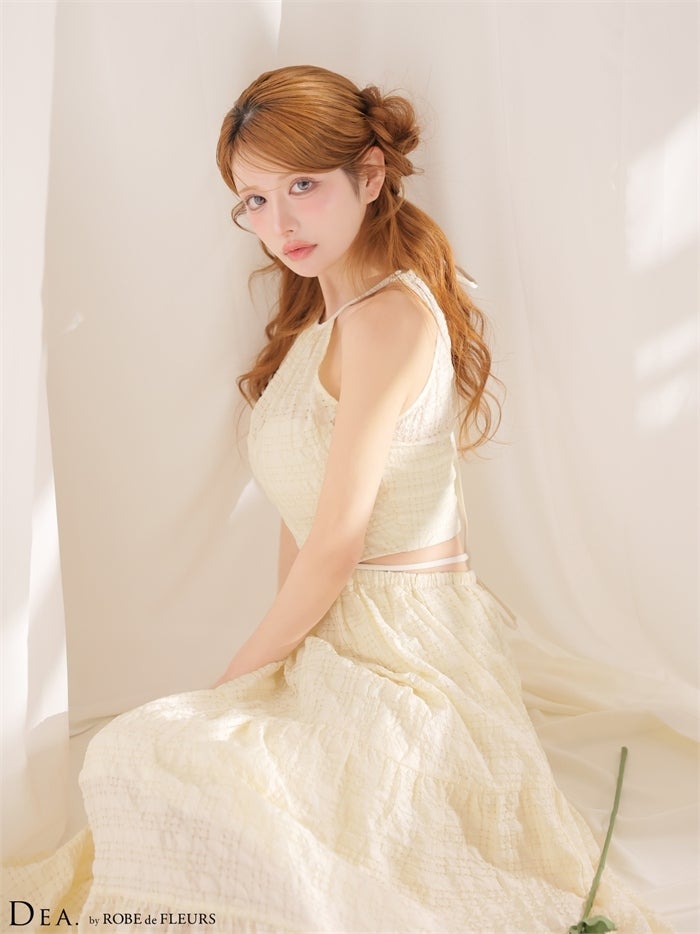 DEA. ディア バイ ローブドフルール 【XS～Lサイズあり】ホルターチェックバックカットロングキャバドレス de4357-c