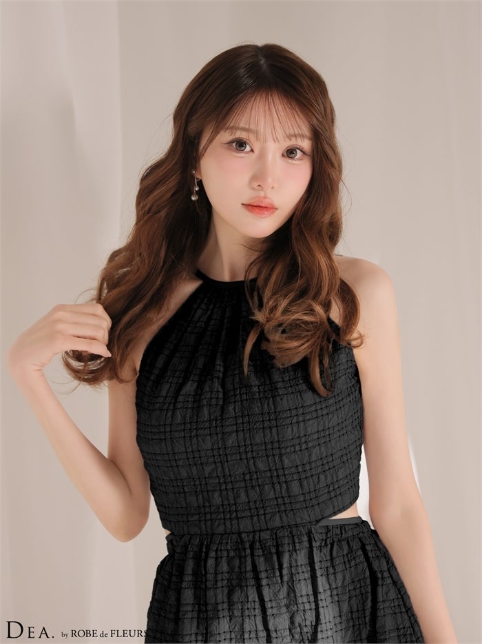 DEA. ディア バイ ローブドフルール 【XS～Lサイズあり】ホルターチェックバックカットロングキャバドレス de4357-c