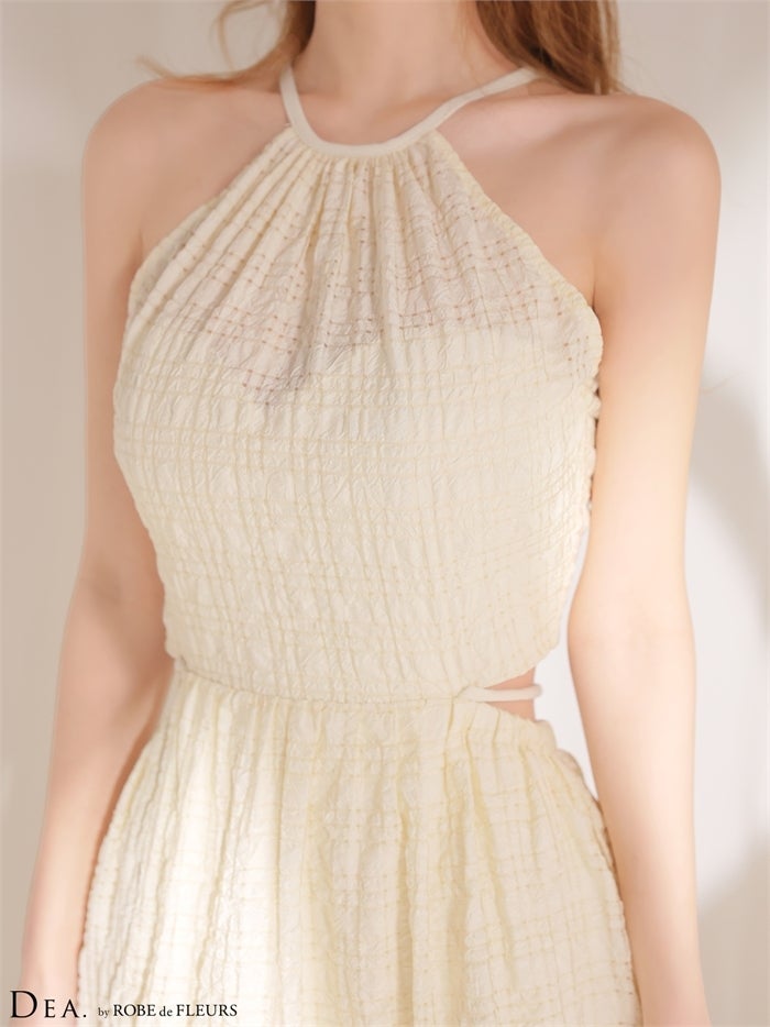 DEA. ディア バイ ローブドフルール 【XS～Lサイズあり】ホルターチェックバックカットロングキャバドレス de4357-c