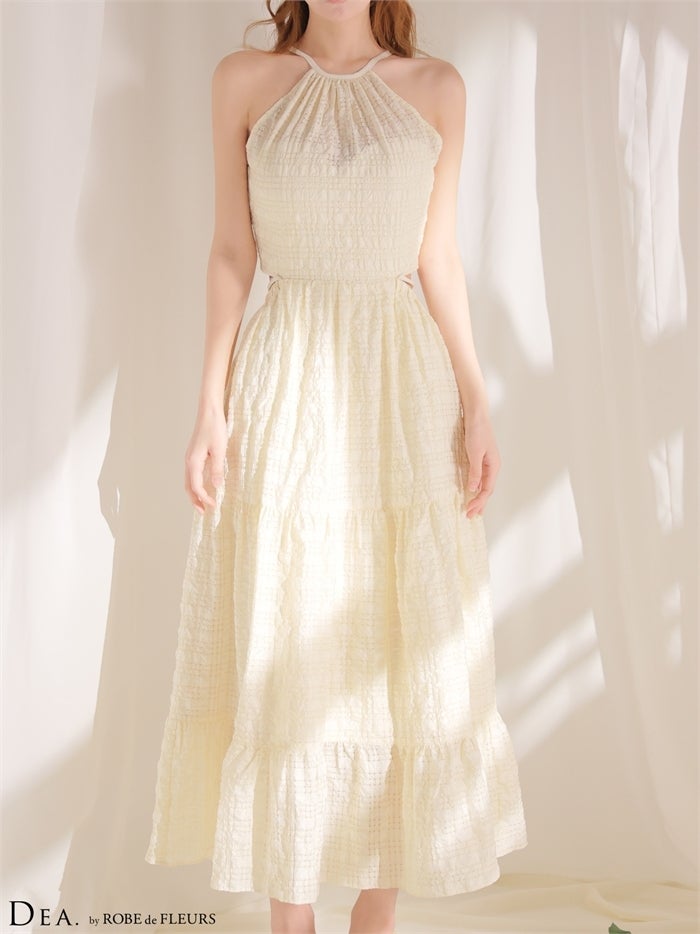 DEA. ディア バイ ローブドフルール 【XS～Lサイズあり】ホルターチェックバックカットロングキャバドレス de4357-c