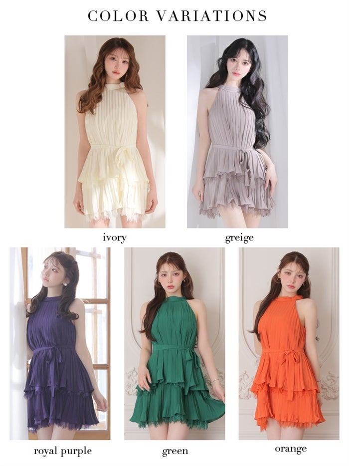 ROBE de FLEURS ローブドフルール 【XSサイズあり】 ホルターリボンレースプリーツミニキャバドレス fm4614-c