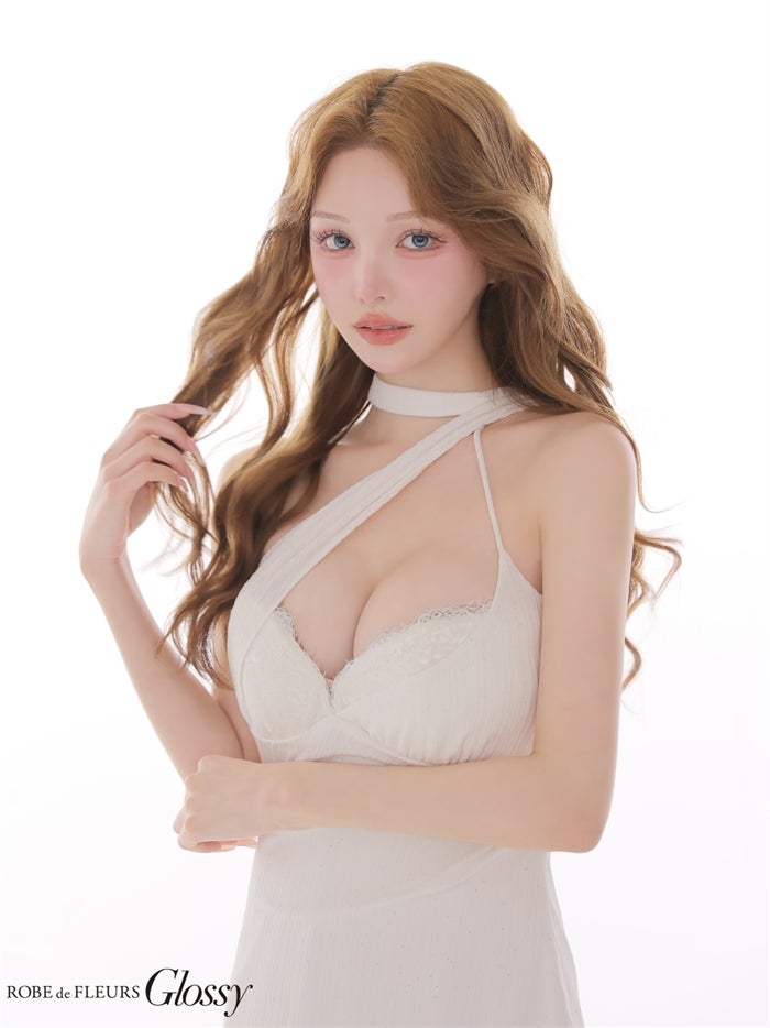 Glossy ローブドフルールグロッシー 【XSサイズあり】 ラメニットレースホルターミニキャバドレス gl4186