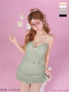  ROBE de FLEURS ローブドフルール 【XSサイズあり】 ビジューラメシフォンリボンセットアップミニキャバドレス fm4183