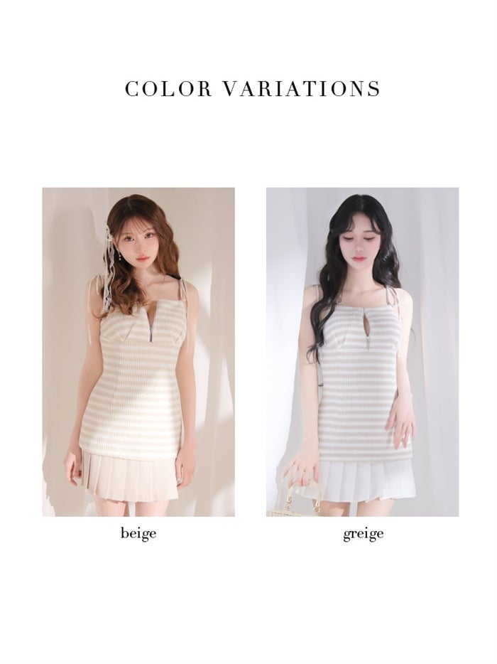 ニットボーダーショルダーリボンプリーツミニキャバドレス fm4661-c