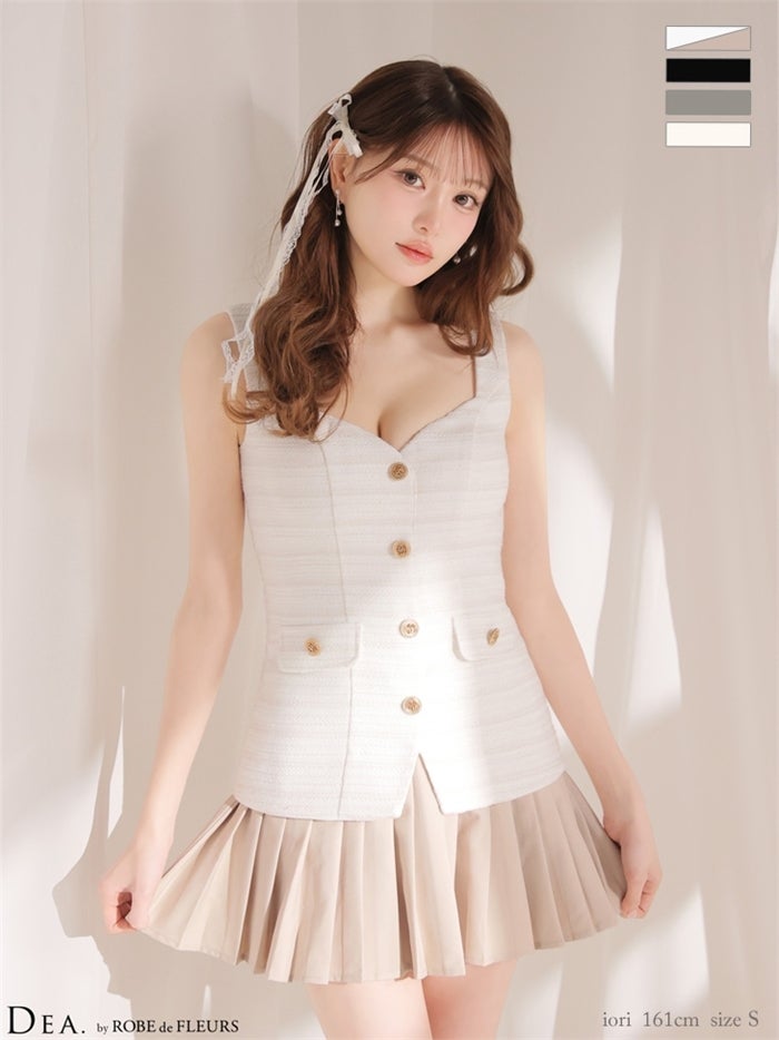 ボーダーツイードプリーツミニキャバドレス de4656-c