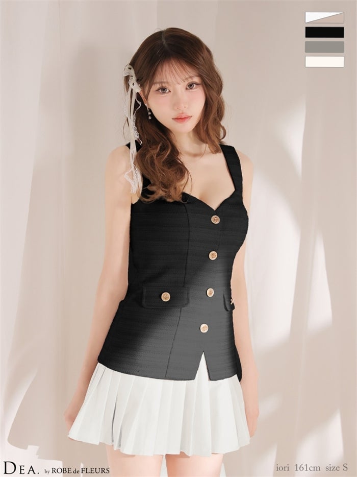 ボーダーツイードプリーツミニキャバドレス de4656-c