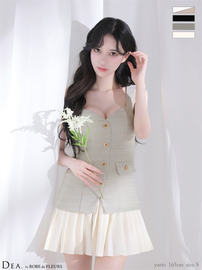 ボーダーツイードプリーツミニキャバドレス de4656-c