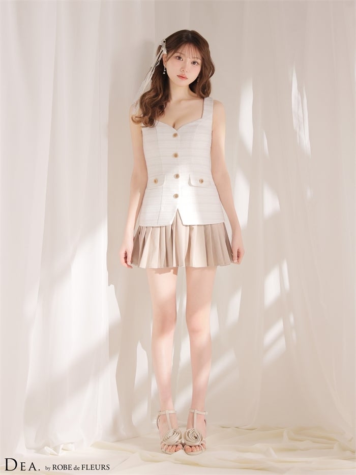 ボーダーツイードプリーツミニキャバドレス de4656-c