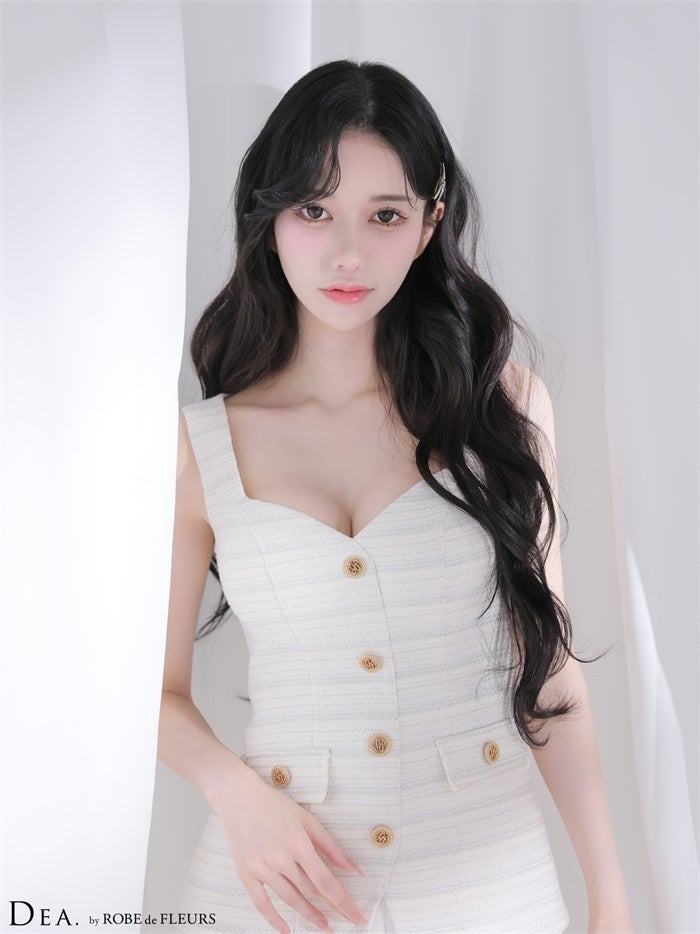 ボーダーツイードプリーツミニキャバドレス de4656-c