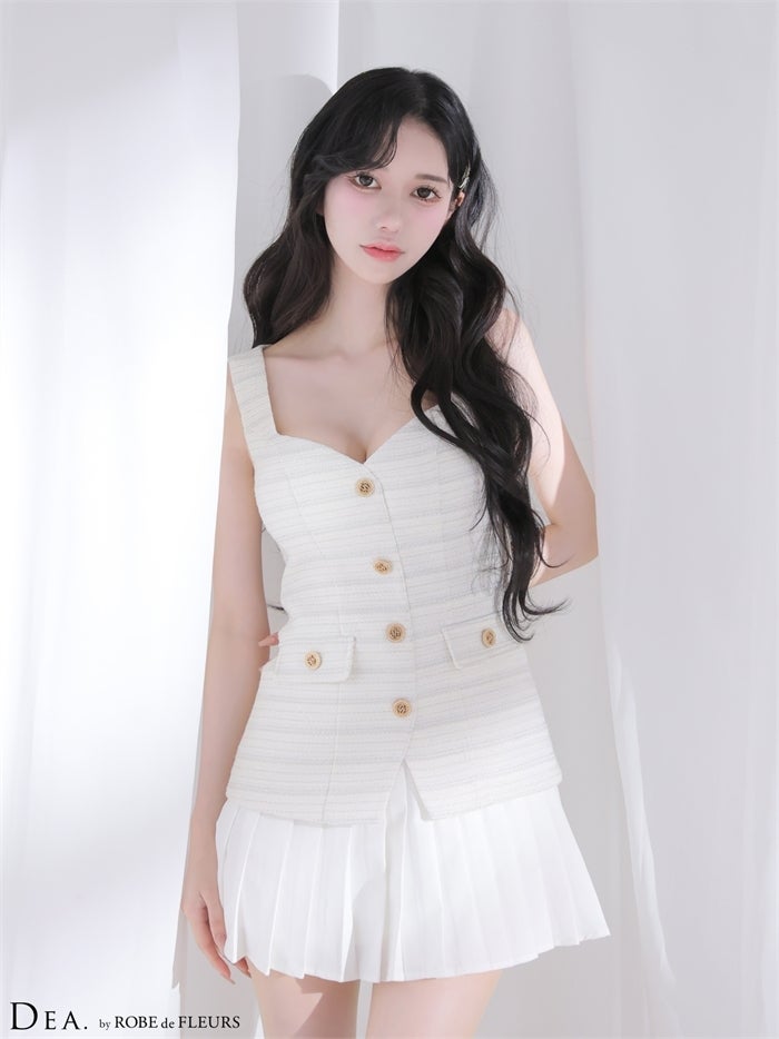 ボーダーツイードプリーツミニキャバドレス de4656-c