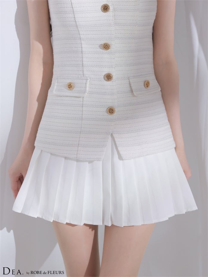 ボーダーツイードプリーツミニキャバドレス de4656-c