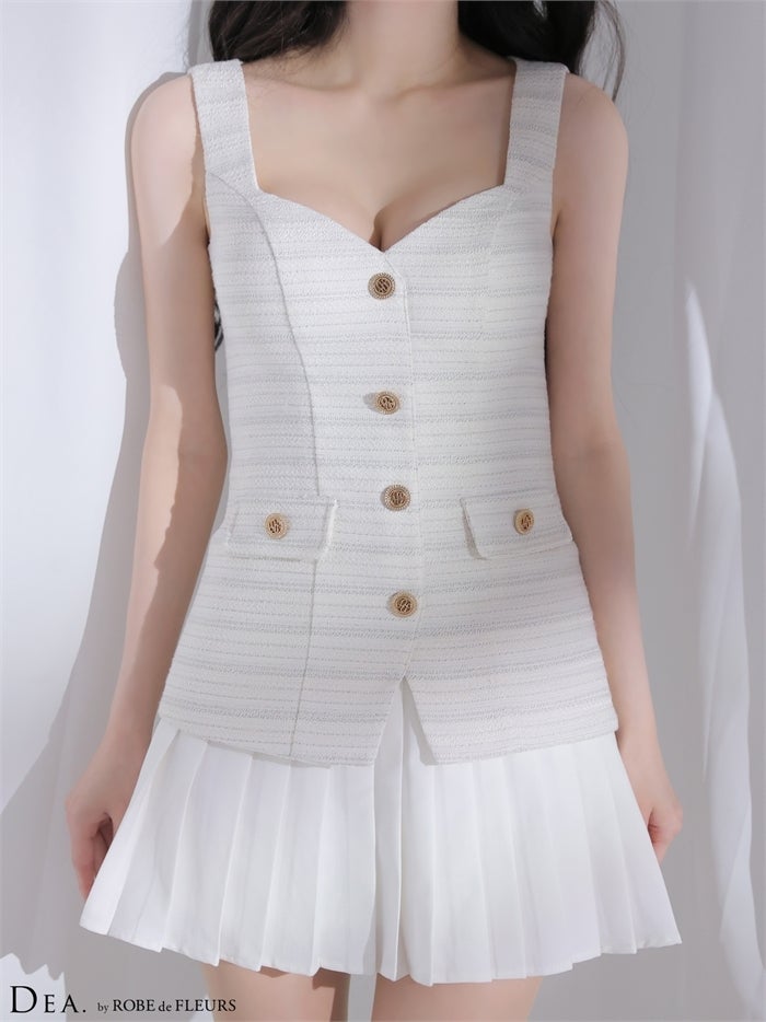 ボーダーツイードプリーツミニキャバドレス de4656-c