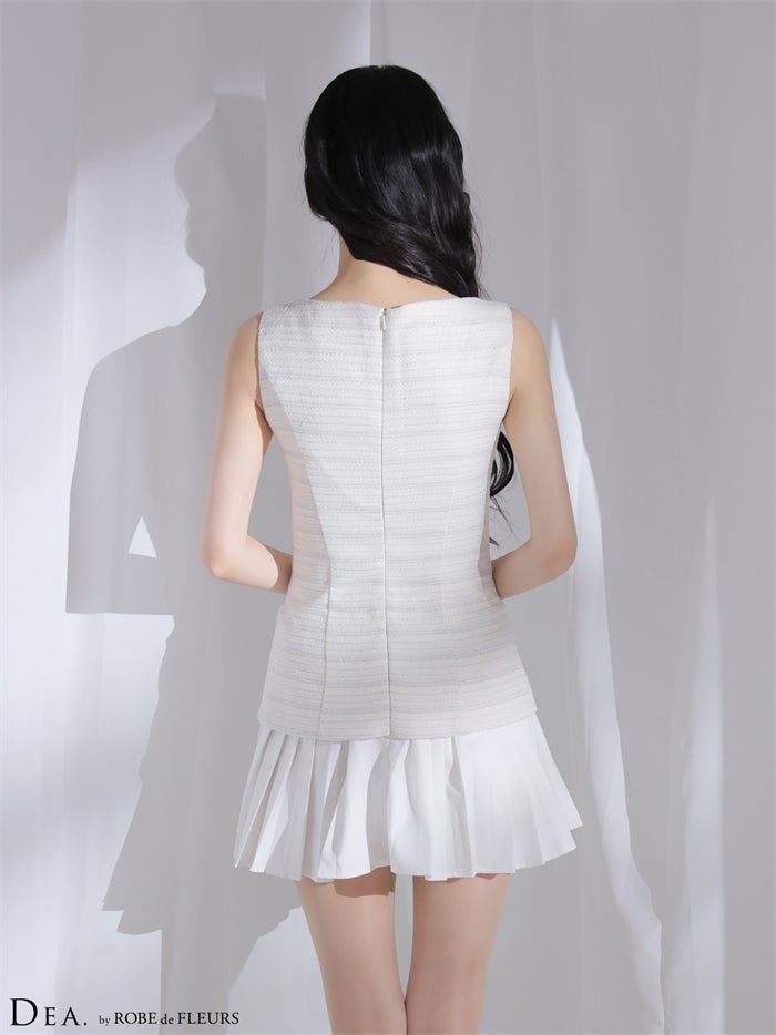 ボーダーツイードプリーツミニキャバドレス de4656-c