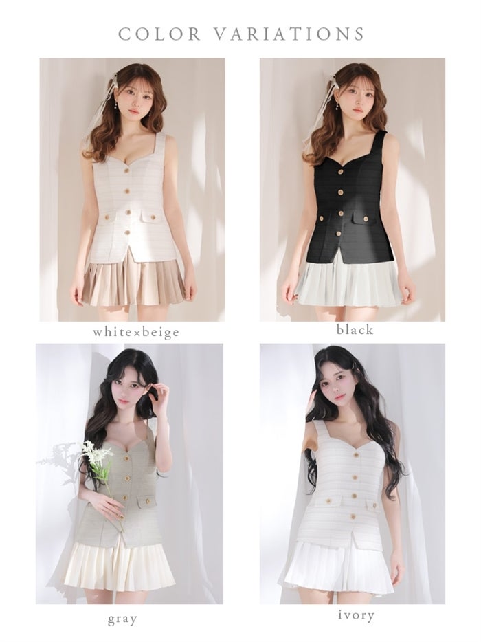 ボーダーツイードプリーツミニキャバドレス de4656-c