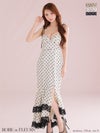 ROBE de FLEURS ローブドフルール 【XS～Lサイズあり】ドットサテンレースフリルマーメイドロングキャバドレス fm3299