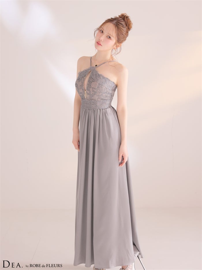 DEA. ディア バイ ローブドフルール 【XS～Lサイズあり】ホルターレースギャザーロングキャバドレス de4657-c