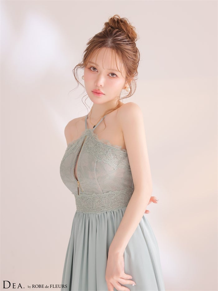 DEA. ディア バイ ローブドフルール 【XS～Lサイズあり】ホルターレースギャザーロングキャバドレス de4657-c