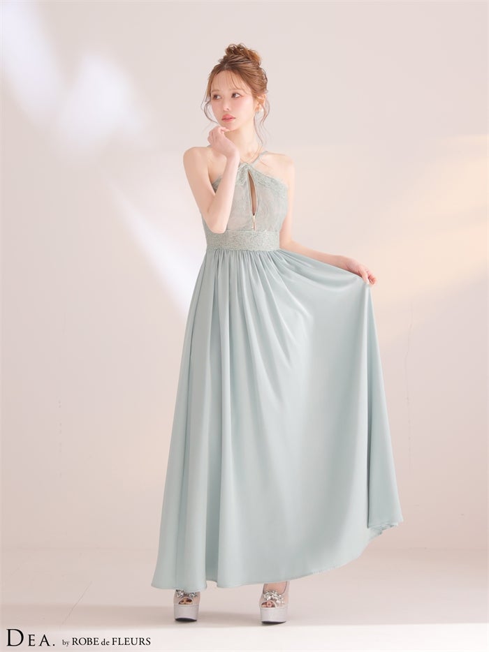 DEA. ディア バイ ローブドフルール 【XS～Lサイズあり】ホルターレースギャザーロングキャバドレス de4657-c