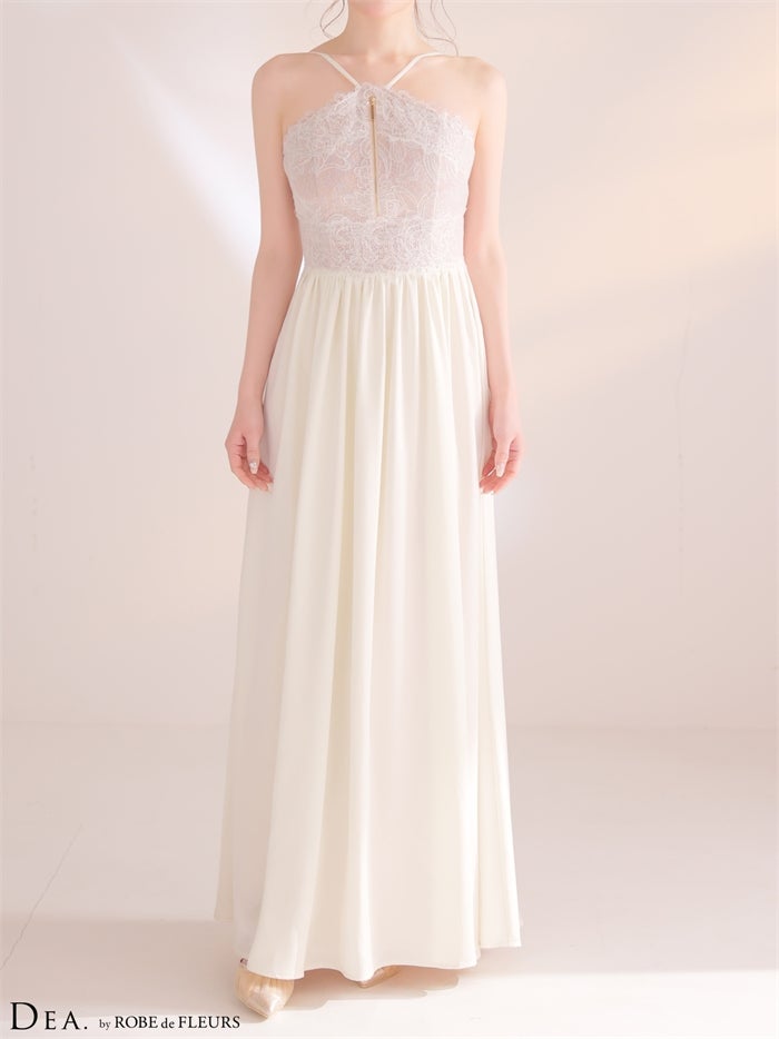 DEA. ディア バイ ローブドフルール 【XS～Lサイズあり】ホルターレースギャザーロングキャバドレス de4657-c