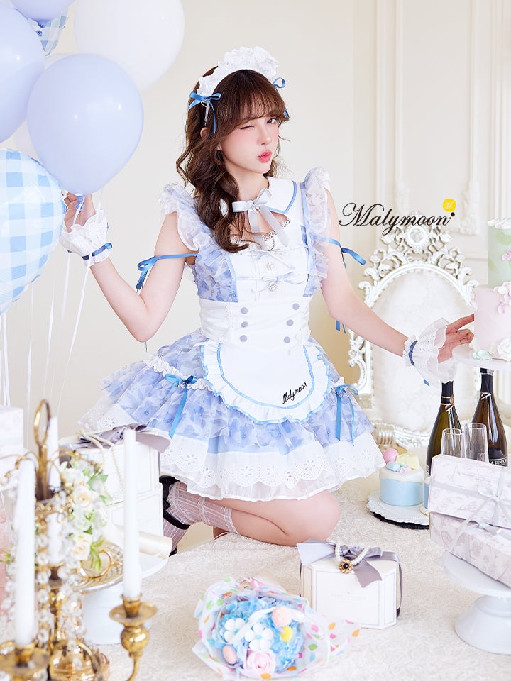【7点セット】Malymoon マリームーン シフォンフリルブロッサムメイド [ピンク/ブルー]mlcs25189