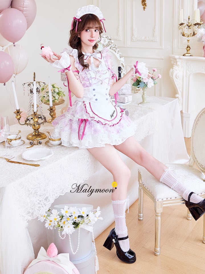 【7点セット】Malymoon マリームーン シフォンフリルブロッサムメイド [ピンク/ブルー]mlcs25189