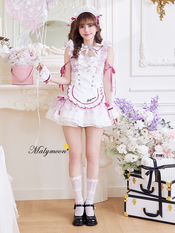 【7点セット】Malymoon マリームーン シフォンフリルブロッサムメイド [ピンク/ブルー]mlcs25189