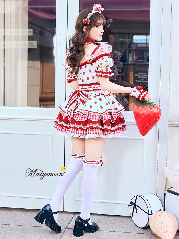 【8点セット】Malymoon マリームーン ストロベリーミルクギンガムメイド [ピンク/レッド]mlcs25212
