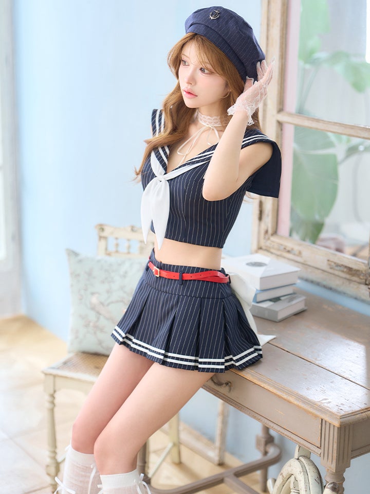 Artemis ピンストライプ モード マリン コスチューム vcsot-251218-2