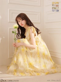 DEA. ディア バイ ローブドフルール 【XSサイズあり】ブラーフローラルギャザーリボンロングキャバドレス de3499-c