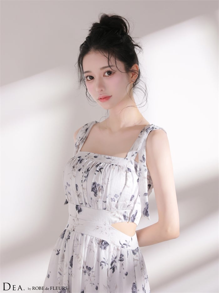 DEA. ディア バイ ローブドフルール 【XSサイズあり】フラワーシフォンサイドカットロングキャバドレス de4653-c