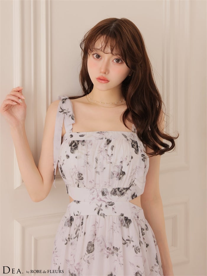 DEA. ディア バイ ローブドフルール 【XSサイズあり】フラワーシフォンサイドカットロングキャバドレス de4653-c