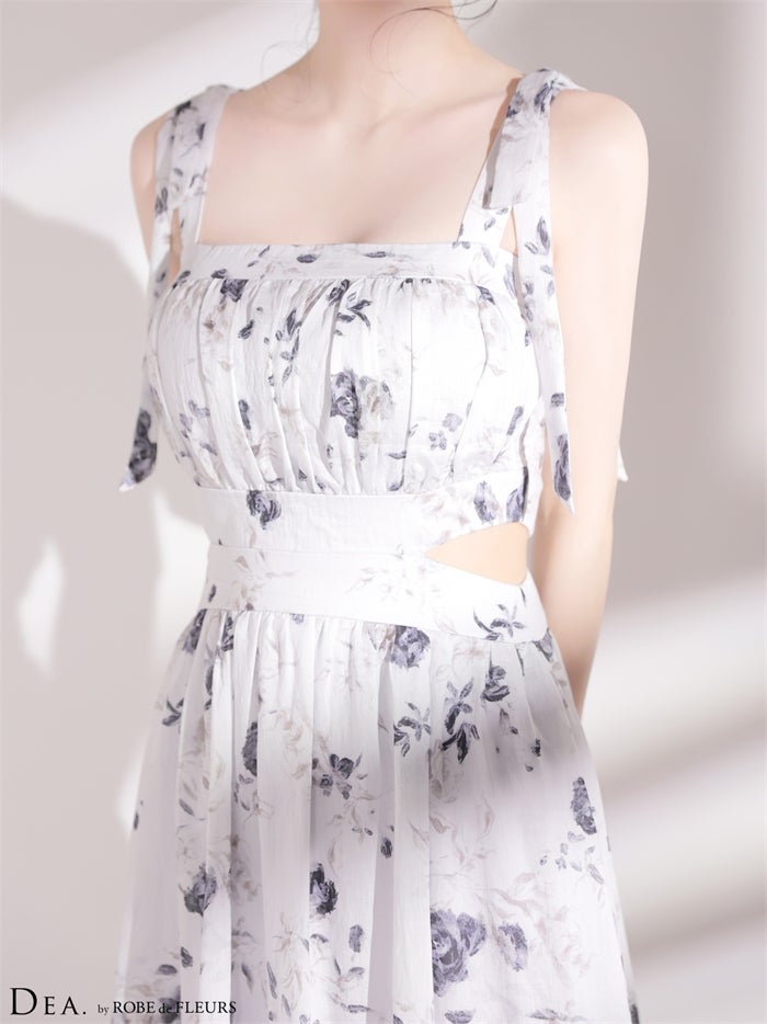 DEA. ディア バイ ローブドフルール 【XSサイズあり】フラワーシフォンサイドカットロングキャバドレス de4653-c