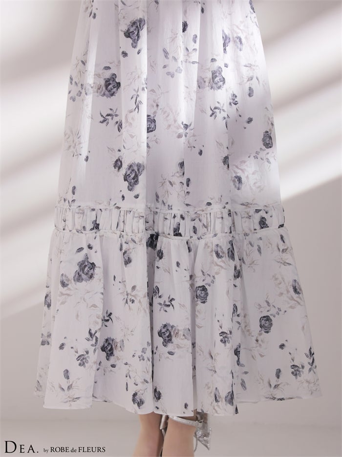 DEA. ディア バイ ローブドフルール 【XSサイズあり】フラワーシフォンサイドカットロングキャバドレス de4653-c