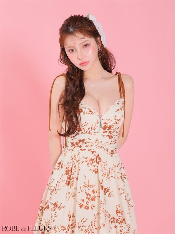 フラワーシフォンティアードロングキャバドレス fm4353