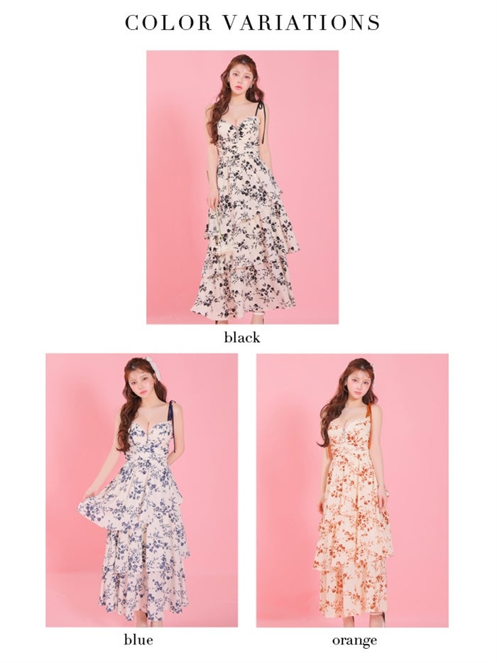 フラワーシフォンティアードロングキャバドレス fm4353