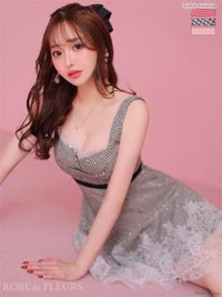 【ROBE de FLEURS SALE】ROBE de FLEURS ローブドフルール 【XSサイズあり】ギンガムチェックフレアミニキャバドレス fm2990-s26