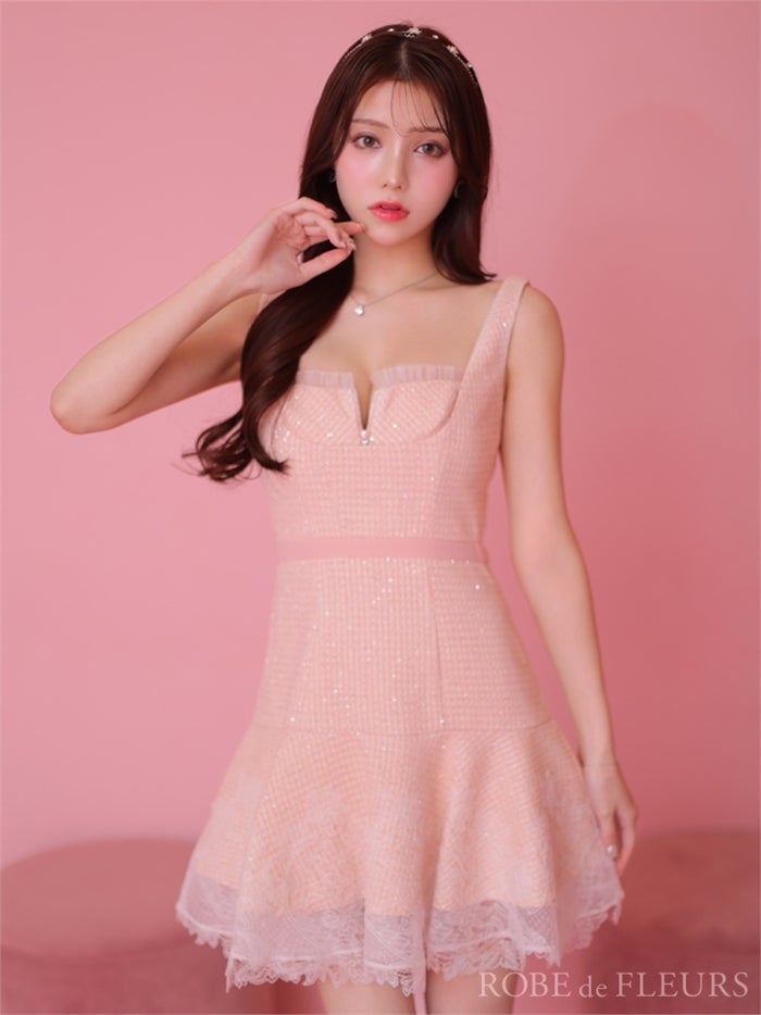 【ROBE de FLEURS SALE】ROBE de FLEURS ローブドフルール 【XSサイズあり】ギンガムチェックフレアミニキャバドレス fm2990-s26