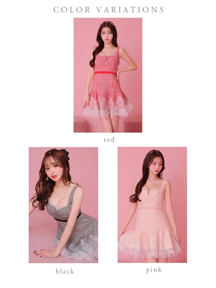 【ROBE de FLEURS SALE】ROBE de FLEURS ローブドフルール 【XSサイズあり】ギンガムチェックフレアミニキャバドレス fm2990-s26